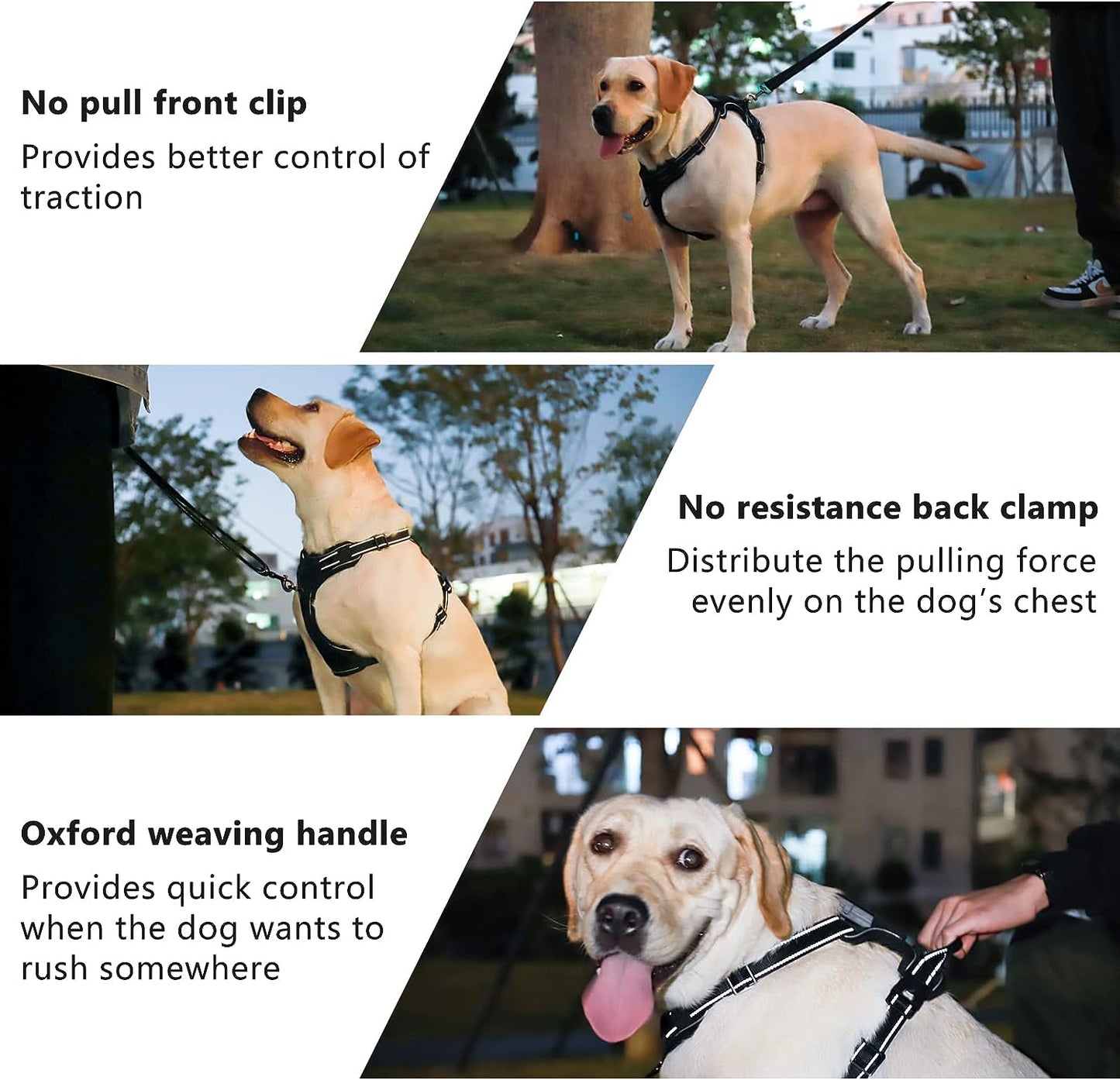 No Pull Dog Harness with Adjustable Breathable Vest, 3 Light Modes, Control Handle, and Reflective Strap for Small, Medium, and Large Dogs