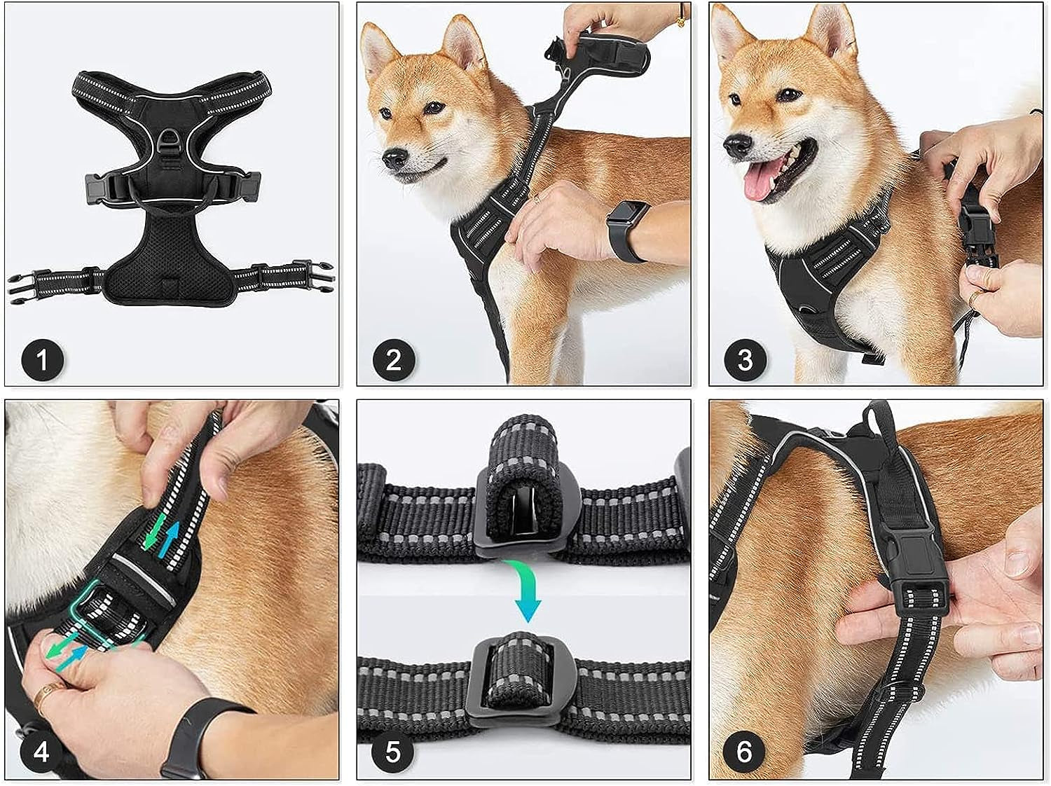 No Pull Dog Harness with Adjustable Breathable Vest, 3 Light Modes, Control Handle, and Reflective Strap for Small, Medium, and Large Dogs