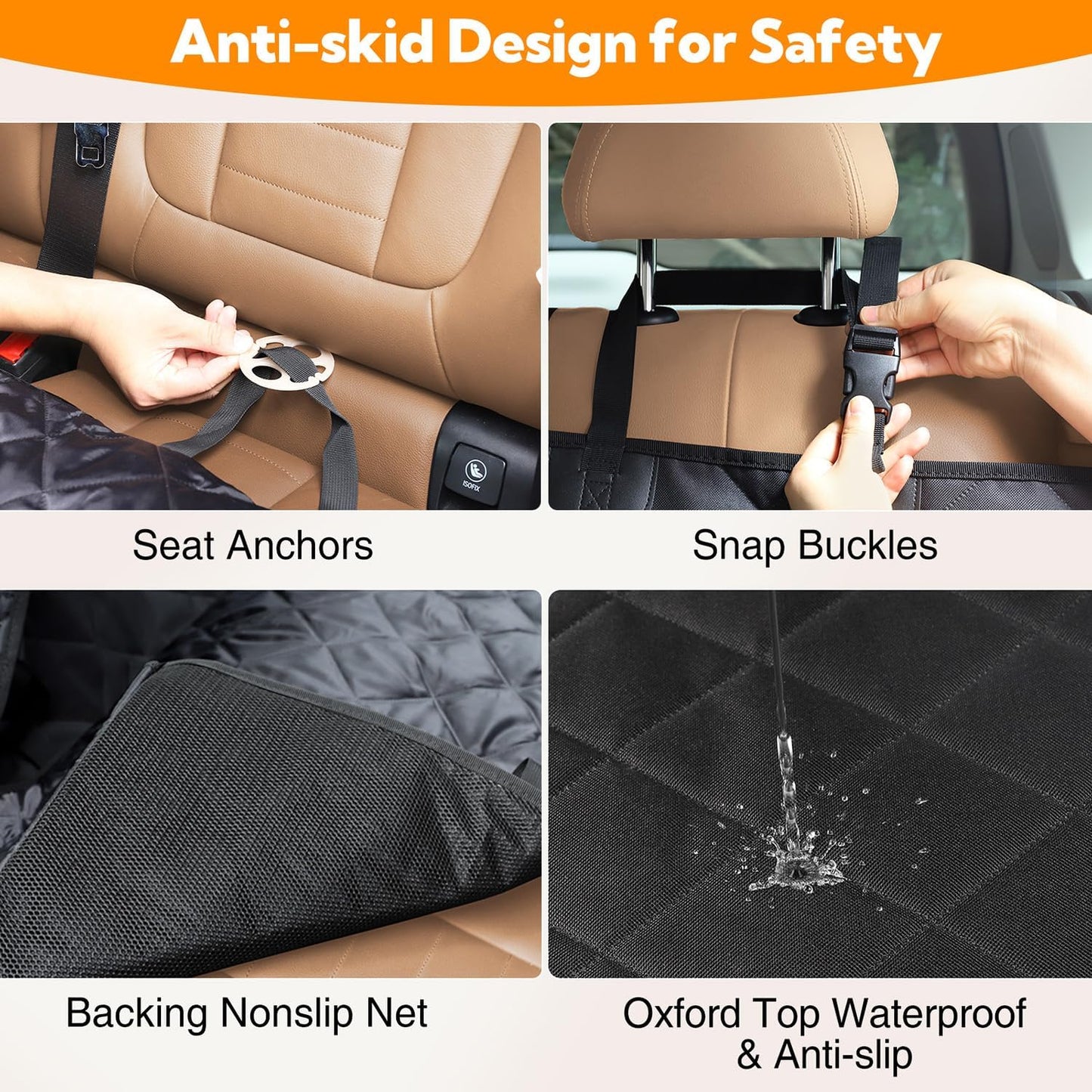 Waterproof Dog Car Seat Cover with Hammock Design and Mesh Window - Heavy Duty Anti-Scratch Nonslip Protector for Back Seats of Cars, Trucks, and SUVs